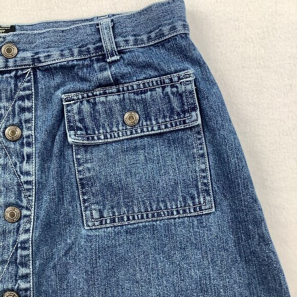 American Eagle Outfitters Denim Mini Skirt Women’s Size 8 Blue Jeans Snap Front - Picture 12 of 15